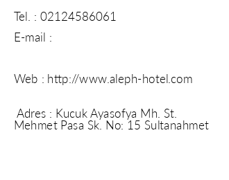 Aleph Hotel iletiim bilgileri